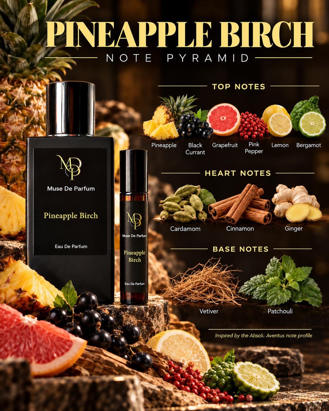 Pineapple Birch note pyramid
