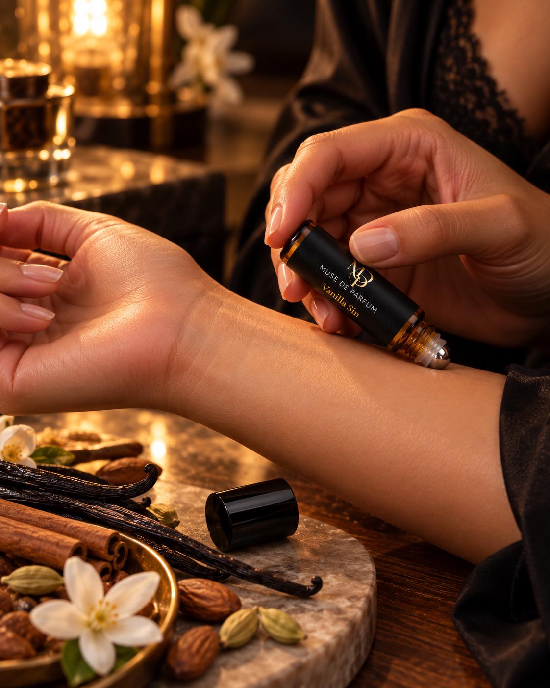 Vanilla Sin roll-on on wrist